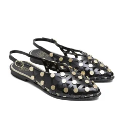 BAILARINAS PLANAS TACHUELAS NEGRO ORO RANIA PORRONET
