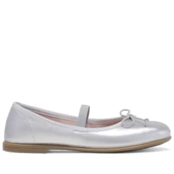 Bailarinas plateada con lazo tipo mercedita