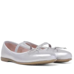 Bailarinas plateada con lazo tipo mercedita