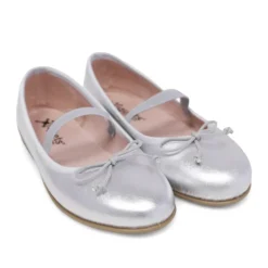 Bailarinas plateada con lazo tipo mercedita
