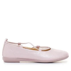 Bailarinas Vulladi rosa metalizada con tiras cruzadas