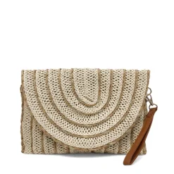 Bolso clutch de mano tejido con correa desmontable