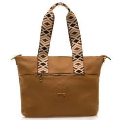 Bolso Mustang adna marrón estilo shopper con detalles geométricos