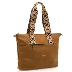 Bolso Mustang adna marrón estilo shopper con detalles geométricos