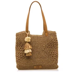 Bolso Mustang dade marrón estilo shopper de ráfia de papel