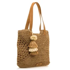 Bolso Mustang dade marrón estilo shopper de ráfia de papel