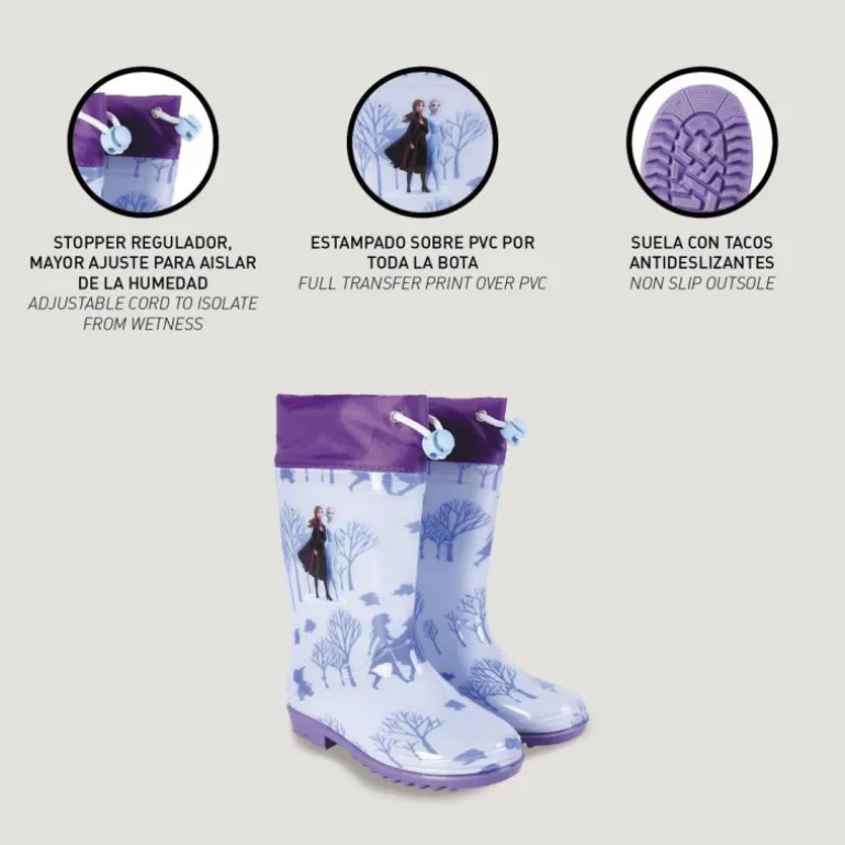 Botas agua Cerda frozen II azules con Elsa y Anna