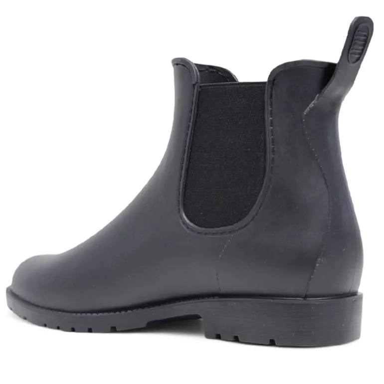Botas agua estilo chelsea en negro con tirador trasero