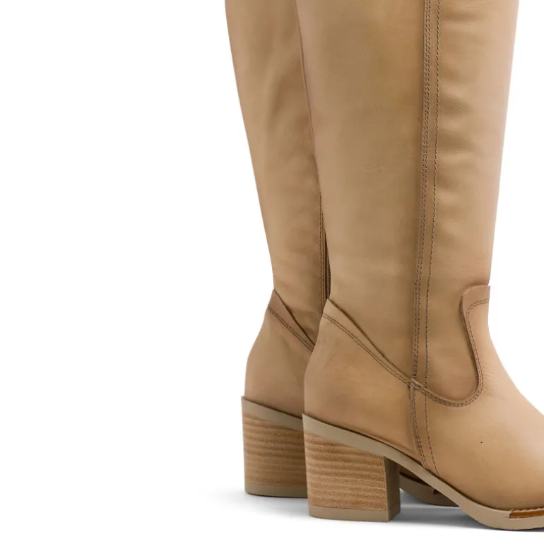 BOTAS DE PIEL CAMEL CON CREMALLERA JEMMA PORRONET