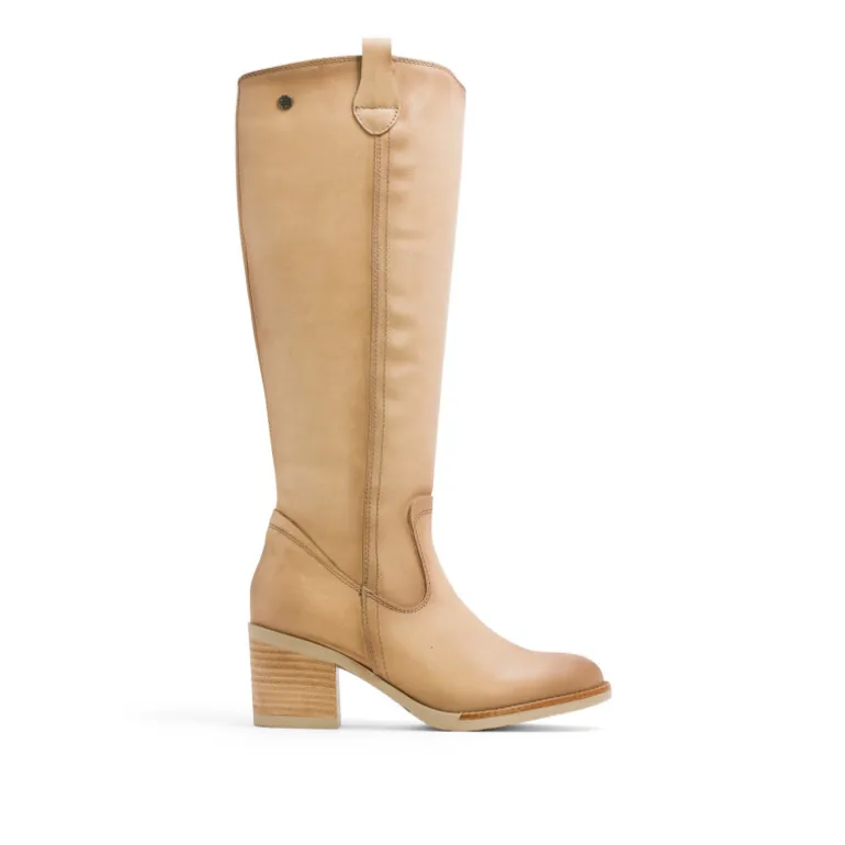 BOTAS DE PIEL CAMEL CON CREMALLERA JEMMA PORRONET