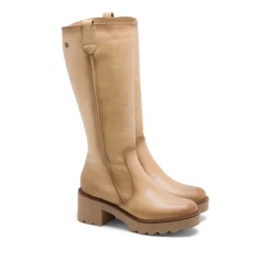 BOTAS DE PIEL CON CREMALLERA CAMEL MAYRA PORRONET
