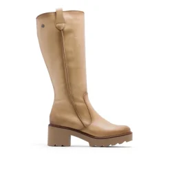 BOTAS DE PIEL CON CREMALLERA CAMEL MAYRA PORRONET