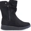 Botas planas Amarpies negras con caña arrugada y cremallera