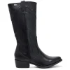 Botas planas estilo cowboy negras con dibujo en pespuntes