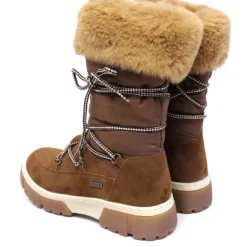 Botas planas marrones con cordones y pelo en la parte superior
