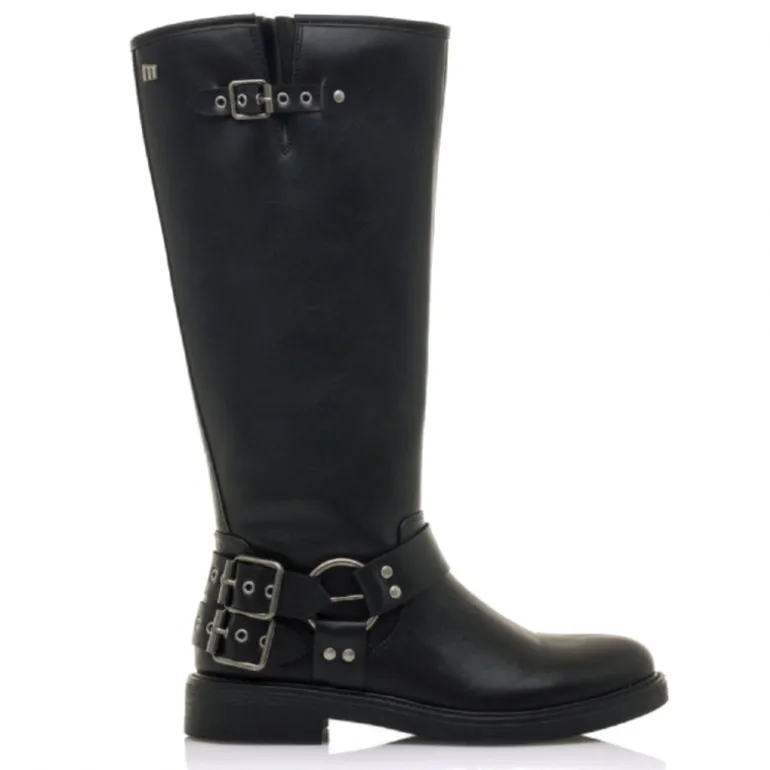 Botas planas Mustang 59563 bruna estilo biker