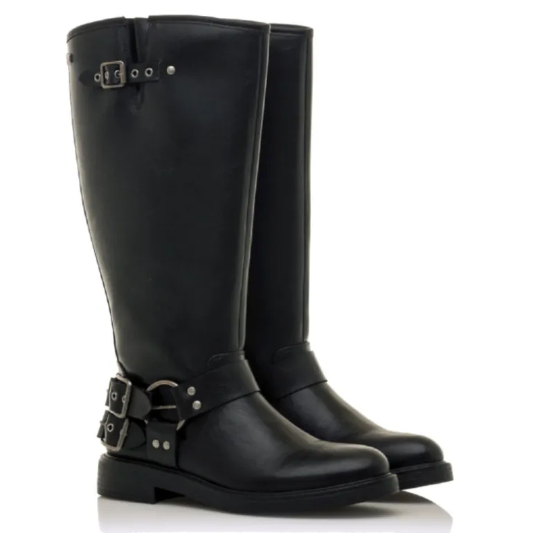 Botas planas Mustang 59563 bruna estilo biker