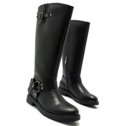 Botas planas Mustang 59563 bruna estilo biker