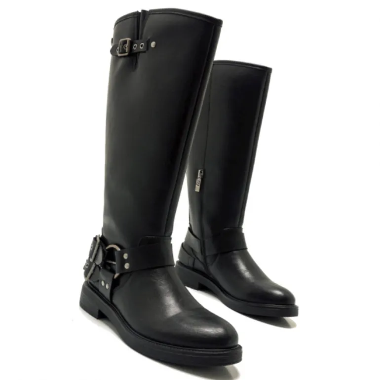 Botas planas Mustang 59563 bruna estilo biker