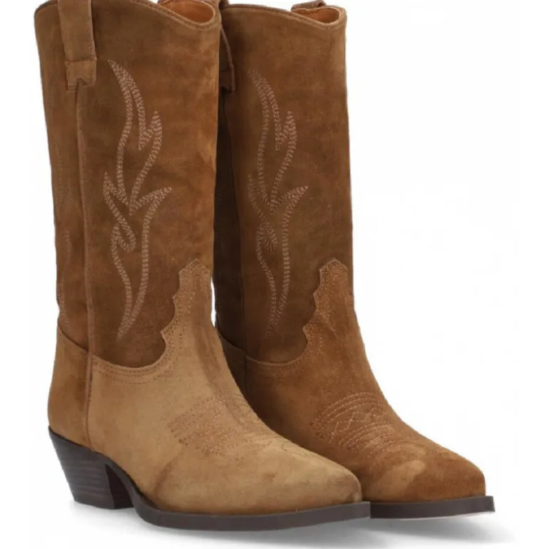 Botas tacón Alpe western cuero bordadas