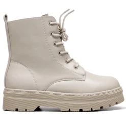 Botines beige motera con cordones
