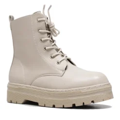 Botines beige motera con cordones