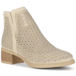 Botines Chika 10 troquelado bajos de color beige