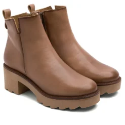BOTINES DE PIEL CON CREMALLERA TAUPE MILA PORRONET