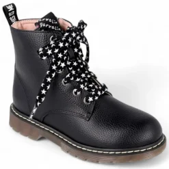Botines Garvalin 241565 estilo militar con cordones con estrellas