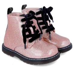 Botines Garvalin 241341 estilo militar de glitter rosa