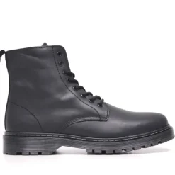 Botines Lobo helm de piel negras con cordones