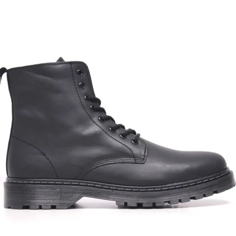 Botines Lobo helm de piel negras con cordones