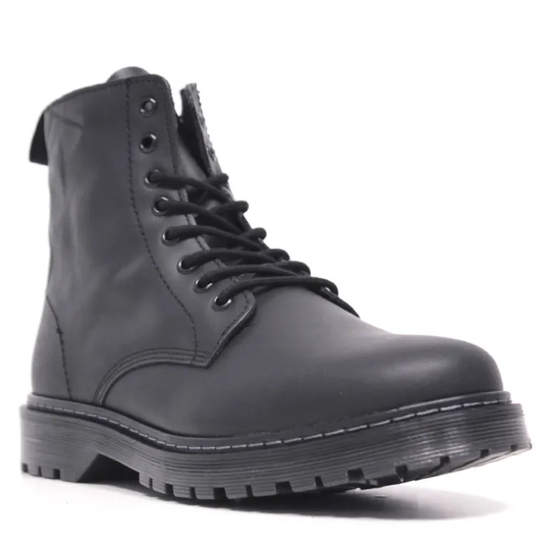 Botines Lobo helm de piel negras con cordones