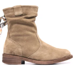 Botines planos Redlove hazel de piel con caña arrugada marrones