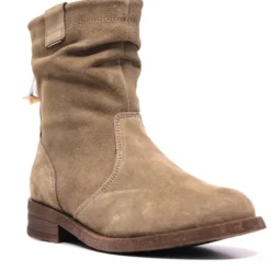 Botines planos Redlove hazel de piel con caña arrugada marrones