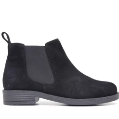 Botines planos Redlove negros de serraje con punta redonda