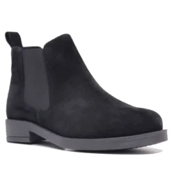 Botines planos Redlove negros de serraje con punta redonda