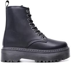 Botines plataforma de estilo militar con cordones