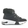 Botines plataforma POP CORN negros de cordones con suela blanca y pelo en el tobillo