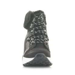Botines plataforma POP CORN negros de cordones con suela blanca y pelo en el tobillo