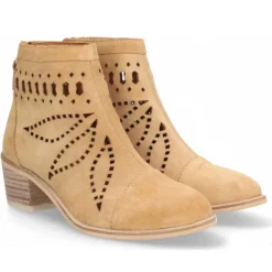 Botines tacón Alpe marrones camello de piel