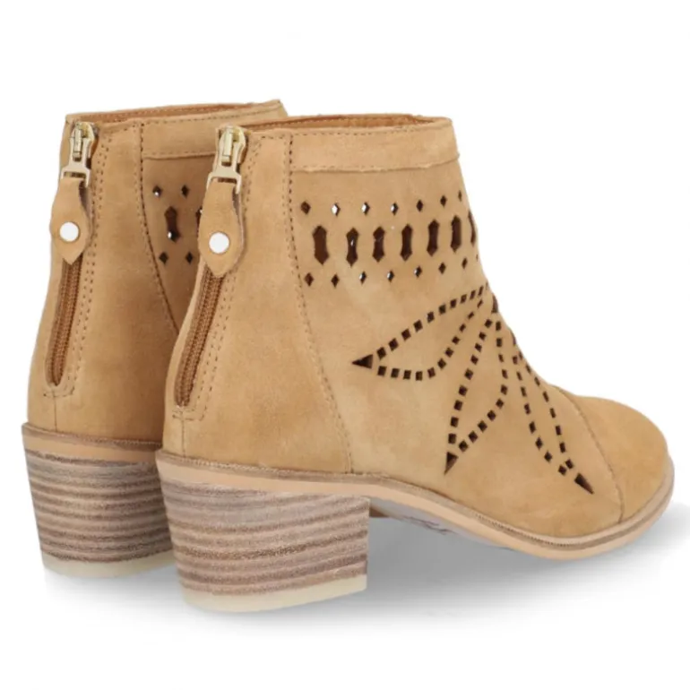 Botines tacón Alpe marrones camello de piel