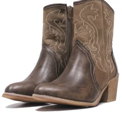 Botines tacón Chika 10 marrones tip cowboy