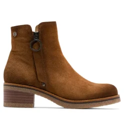 Botines tacón Porronet Gleda color cuero con cremallera lateral