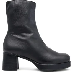 Botines tacón Suite009 negros de piel con cremallera lateral y plataforma delantera