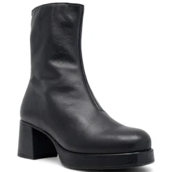 Botines tacón Suite009 negros de piel con cremallera lateral y plataforma delantera