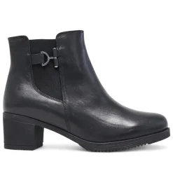 Botines tacón Treintas negros de piel con borche en el tobillo