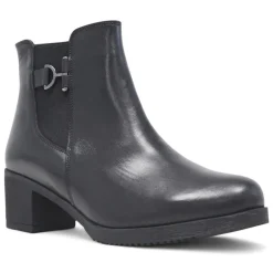 Botines tacón Treintas negros de piel con borche en el tobillo