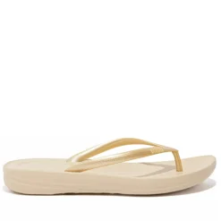 Chanclas FITFLOP iqushion doradas con suela gruesa