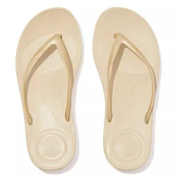 Chanclas FITFLOP iqushion doradas con suela gruesa